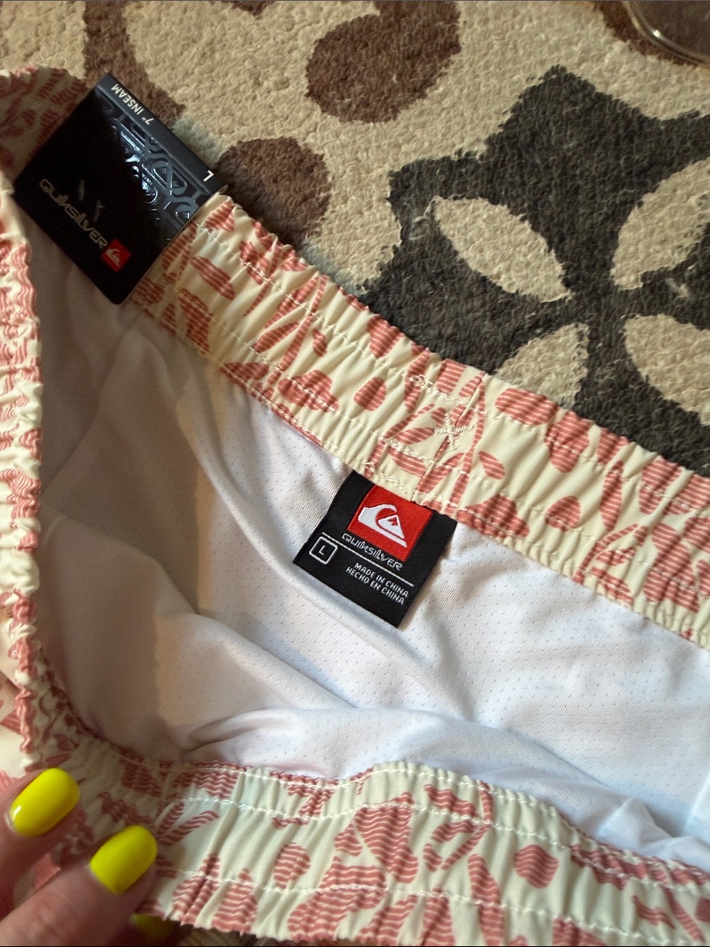 Quiksilver Cream & Pink Floral Board Shorts - Picture 4 of 13